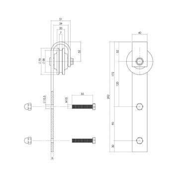 Intersteel Set van 2 rollers tbv schuifdeursysteem - mat, Verzenden, Nieuw