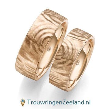 Trouwringen met geluidsgolven Zweiklang in roodgoud bre..., Verzenden, Nieuw