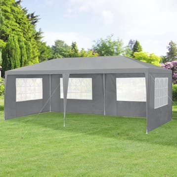 Paviljoen partytent met 6 zijwanden 6x3x2,55 m donkergrijs, Tuin en Terras, Verzenden, Nieuw