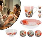 6-Delige Porselein Set met Kleurrijk Dessin van een Kolibrie, Verzenden, Nieuw