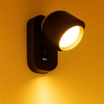 Bedlamp Zwart/ Goud | Tulip | USB+C oplaadpoort, Ophalen of Verzenden, Nieuw, Modern