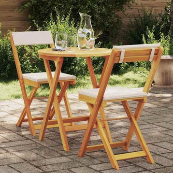 vidaXL Tuin eettafelset 3 st Olie naturel Massief Acaciahout, Verzenden, Nieuw, 3 zitplaatsen