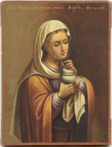 Icoon - Russisch icoon van Sint Maria Magdalena - Hout