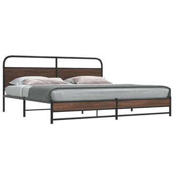 vidaXL Bedframe zonder matras metaal bruin eikenkleurig, Huis en Inrichting, Verzenden, Overige maten, 200 cm, Metaal