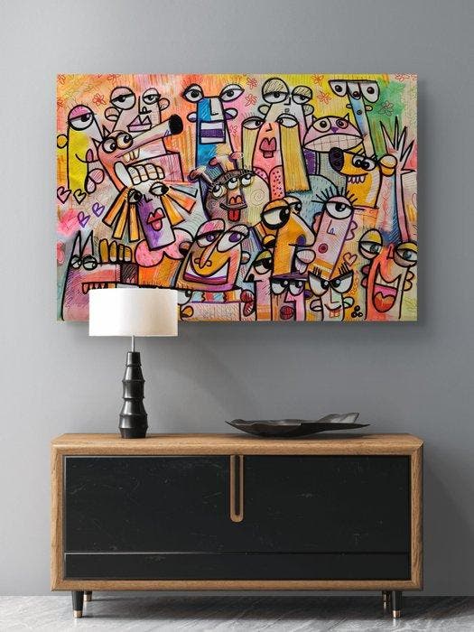 Denis OSSO (1965) - Funny World 2 XXL - unique original -, Antiek en Kunst, Kunst | Schilderijen | Modern