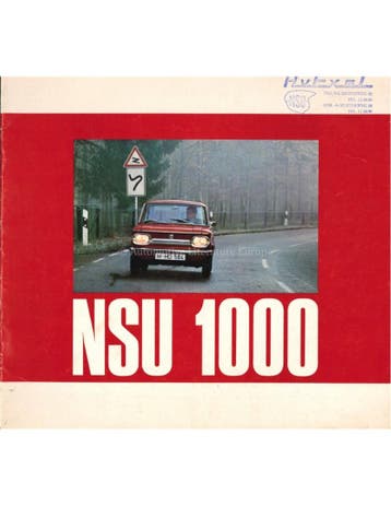 1968 NSU 1000 BROCHURE NEDERLANDS, Nieuw, Author