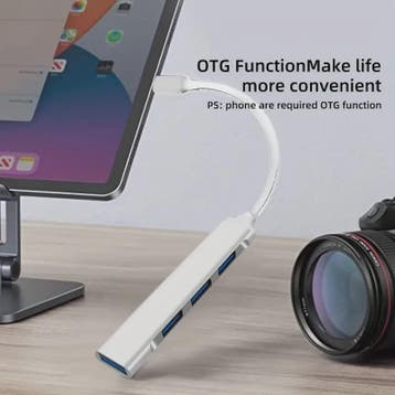 4-Poorts USB-C Hub Adapter met OTG Functie voor Laptops en S, Computers en Software, Verzenden, Nieuw