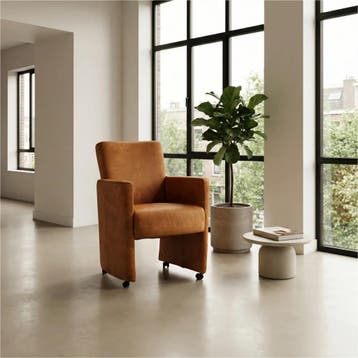 Leren eetkamerstoel Elegant - Kenia Cognac (cognac) -, Eigentijds, Modern, Bruin, Nieuw, Leer