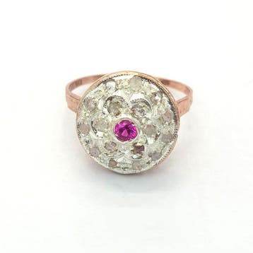 Zonder minimumprijs - Ring - 9 kt. Roségoud, Zilver Spinel -, Nieuw