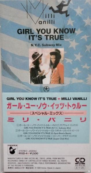 3 inch cds - Milli Vanilli - Girl You Know Its True, Verzenden, Zo goed als nieuw, Pop