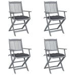 vidaXL Tuinstoelen 4 st inklapbaar met kussens massief, Verzenden, Nieuw, Hout