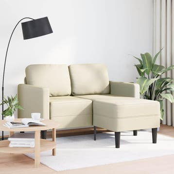 vidaXL 2-zitsbank met ligstoel L-vormig crèmekleurig 125 cm, Verzenden, Leer, Minder dan 150 cm, Nieuw
