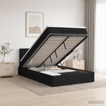 vidaXL Ottoman Bed met Matrassen en LED Zwart 120 x 190 cm, Verzenden, Nieuw, Twijfelaar, Zwart