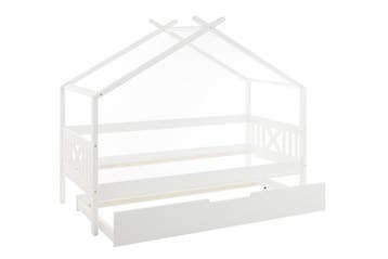 Kinderbed Huisje Wit Grenen | Tweedekansje | OP=OP, 85 tot 100 cm, Ophalen of Verzenden, Zo goed als nieuw, Lattenbodem