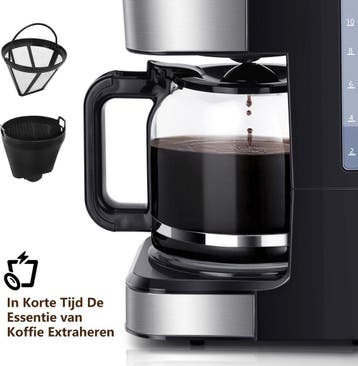 Koffiezetapparaat - filterkoffie - Glazen pot - RVS •, Verzenden, Zo goed als nieuw