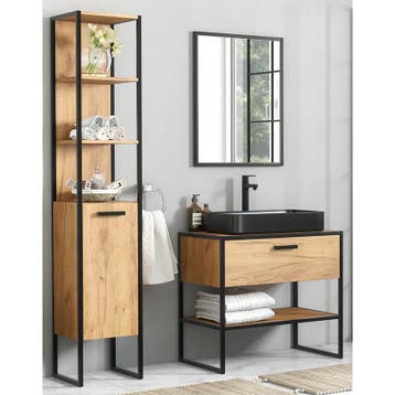 Badkamermeubel Retro Uni 90CM (Badkamermeubels), Huis en Inrichting, Ophalen of Verzenden, Nieuw