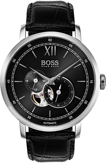 Hugo Boss HB1513504 Signature Heren Horloge - Leer - Zwart -, Verzenden, Nieuw