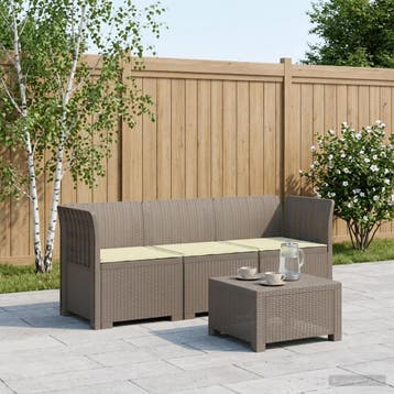 vidaXL 3-zits tuinbank met kussens in rattanlook PP, Tuin en Terras, Verzenden, Nieuw