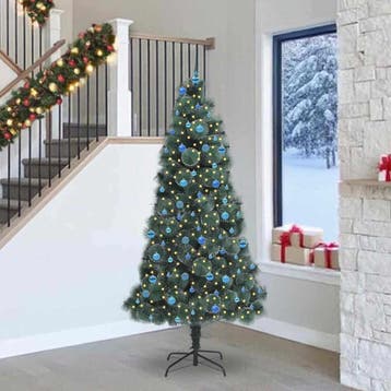 vidaXL Kunstmatige Voorverlichte Kerstboom met Ballenset, Verzenden, Nieuw