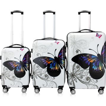 Reiskoffers Butterfly 3-delige polycarbonaat (Recreatie), Verzenden, Nieuw