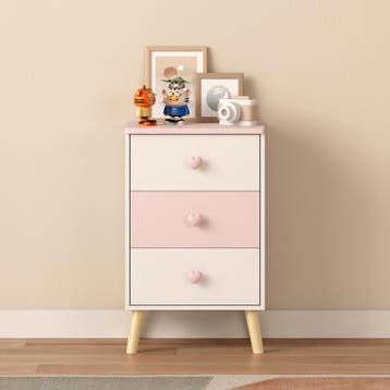 Kindernachtkastje Sandnes wit en roze 62x38x30 cm [en.casa], Verzenden, Nieuw
