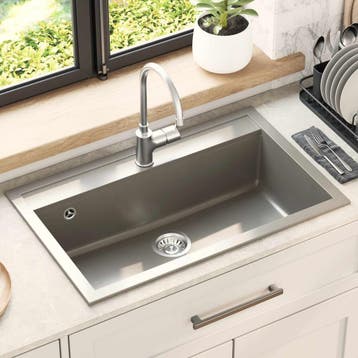 vidaXL Wasbak Grijs 795 x 505 mm Graniet, Verzenden, Nieuw