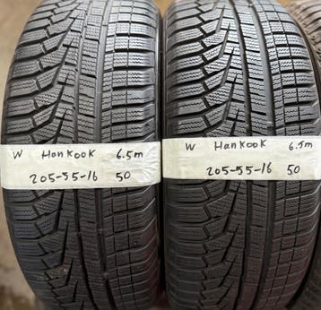 2x 205-55-16 Hankook Winter 2x 6.5mm €50 Per Band 205 55 16, Ophalen, Gebruikt, 16 inch, Band(en)