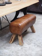 Handcrafted Gym Pommel Horse bench - Cognac Brown - 88 cm, Antiek en Kunst