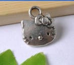 5 x Tibetaans zilveren Hello Kitty Bedel 11 x 13 x 2,5mm, Ophalen of Verzenden, Nieuw, Bedel