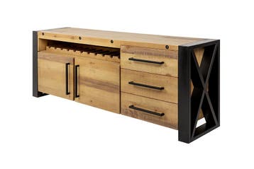 Massief houten dressoir THOR 195cm vintage bruin grenen, Huis en Inrichting, Kasten | Dressoirs, Ophalen of Verzenden, Nieuw