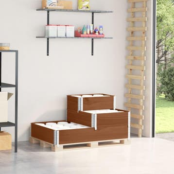 vidaXL Verhoogde plantenbak 3-laags 120x80 cm massief, Tuin en Terras, Verzenden, Nieuw, Hout, 60 tot 100 cm