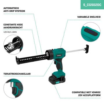 Accu Kitspuit 20V | Incl. 2.0Ah Accu en snellader, Verzenden, Nieuw