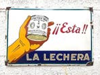 Emaille bord - Zwitserse gecondenseerde melk La Lechera, Antiek en Kunst, Antiek | Wandborden en Tegels