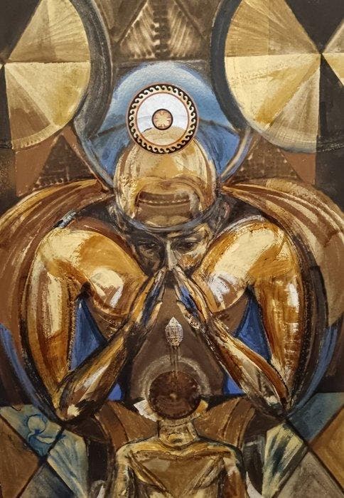 Bruno Ceccobelli (1952) - Concezzione in trasparenza, Antiek en Kunst, Kunst | Schilderijen | Modern