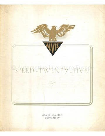 1937 ALVIS SPEED TWENTY FIVE BROCHURE ENGELS, Nieuw, Author