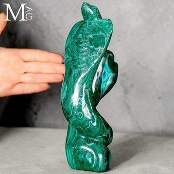 Extreem verfijnde malachietsculptuur - verstrengelde pythons