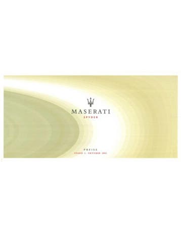 2001 MASERATI SPIDER PRIJSLIJST DUITS, Nieuw, Author