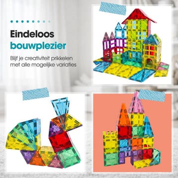 Magnetic tiles - XL 129 stuks - Magnetische tegels -, Kinderen en Baby's, Ophalen of Verzenden, Zo goed als nieuw