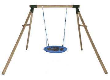 Nestschommel Rondhout Zwart/Blauw, Ophalen of Verzenden, Nieuw