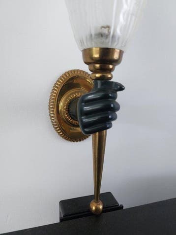 Wandkandelaar - Brons, Glas, Antiek en Kunst