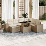 vidaXL 8-delige Loungeset met kussens poly rattan beige, Verzenden, Nieuw, Rotan, Loungeset