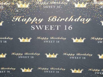 Sweet 16 thema verjaardag Fotobooth doek 3x2m huren Actie, Ophalen, Nieuw, Verjaardag