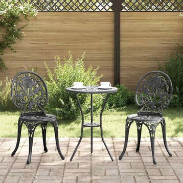 vidaXL Tuin Bistro Set 3 st Zwart Aluminium, Verzenden, Nieuw, Aluminium, 3 zitplaatsen