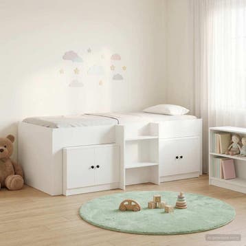 vidaXL Loft Bed Frame met Kast met opslag 3 st Wit Bewerkt, Verzenden, Nieuw, Wit, Hout