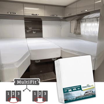 MultiFit®Jersey hoeslakenset - 3 delig met midden matras, Eenpersoons, Verzenden, Nieuw, Wit