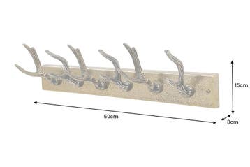 Wandkapstok met hertmotief, 50 cm, metaal, messing - 45664, Huis en Inrichting, Woonaccessoires | Kapstokken, Ophalen of Verzenden