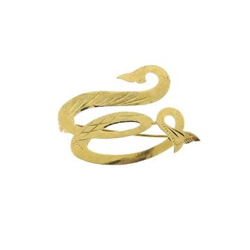 Vintage gouden broche; Letter W, Ophalen of Verzenden, Gebruikt, Goud, Goud