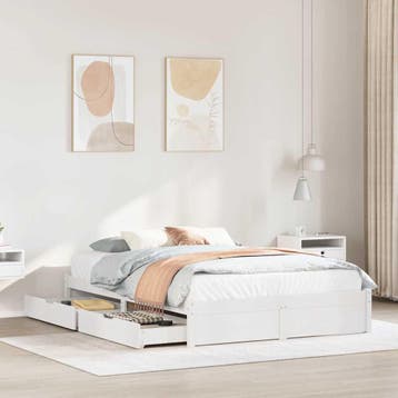 vidaXL Bedframe zonder matras massief grenenhout wit 120x200, Verzenden, Wit, Nieuw, Twijfelaar