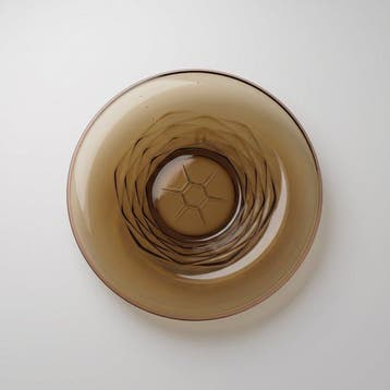 Schaal - Fumé bruin decor Ananas met ruitreliëf, Art Deco