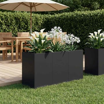 vidaXL Plantenbak Zwart 120 x 40 x 60 cm Koudgewalst staal, Tuin en Terras, Verzenden, Minder dan 60 cm, Nieuw, Metaal